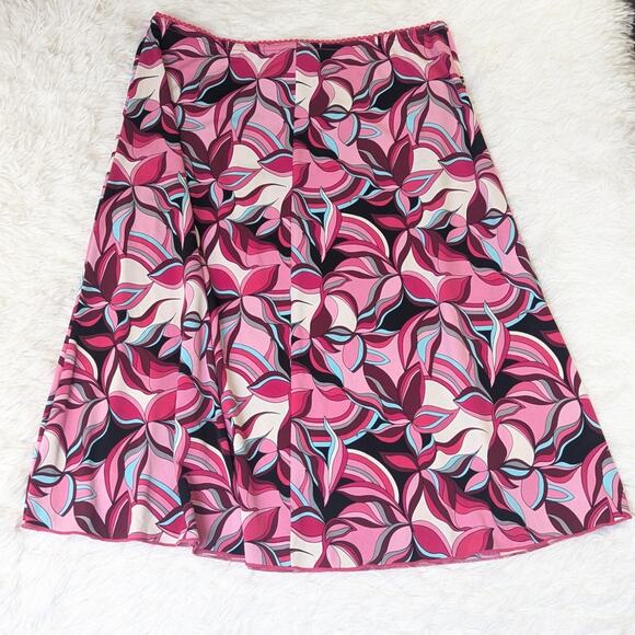 Y2K Vintage Wrapper Jersey Knit Abstract Floral Print Skirt Pink and Black M - Picture 10 of 11